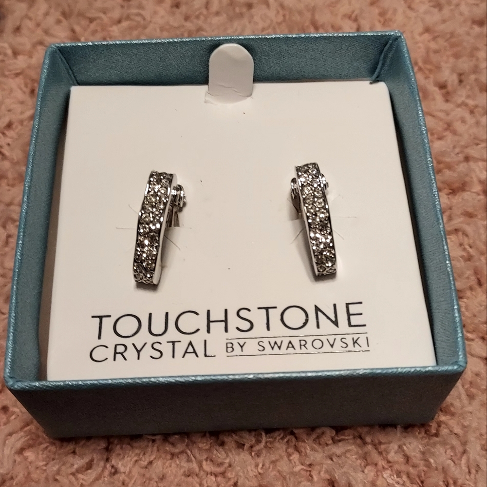 Touchstone Crystal Silver Clip On Earrings